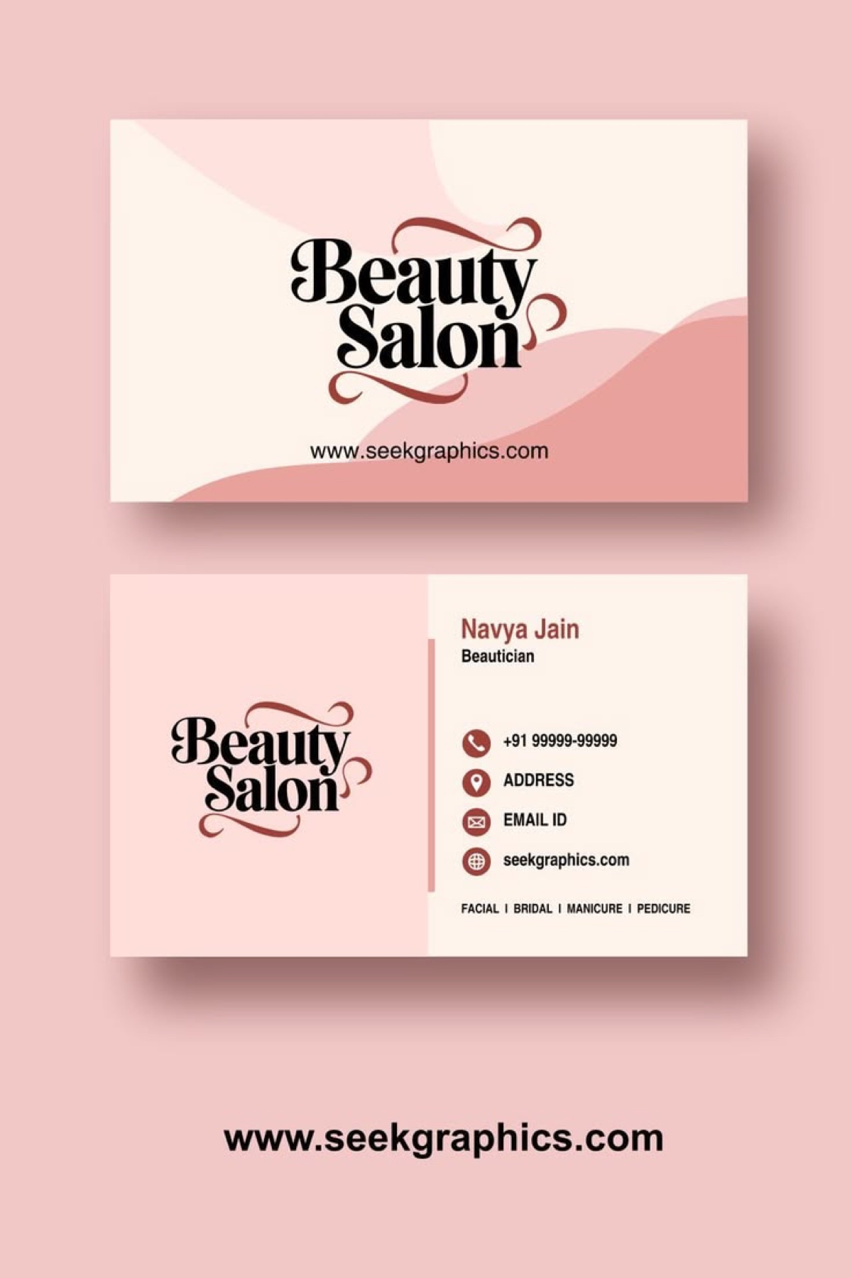 Beauty salon visiting card print sample by D'sent Designs