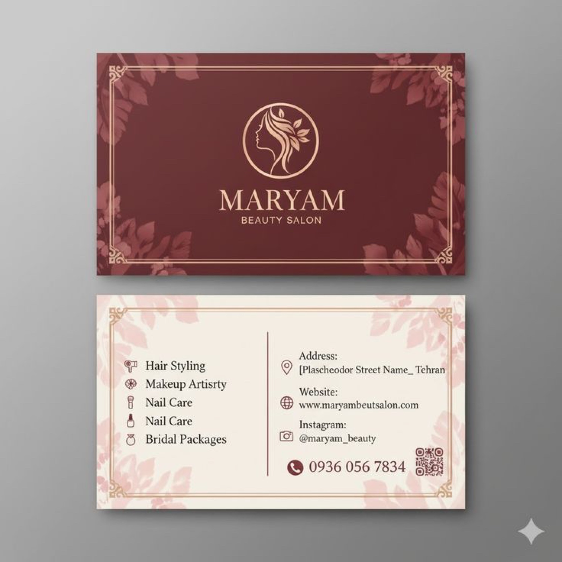 Beauty salon visiting card design sample by D'sent Designs